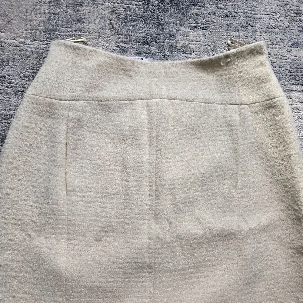 CHANEL Tweed Cream SKIRT Size 44 8 M